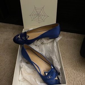 SOLD Charlotte Olympia Blue Kitty Flats